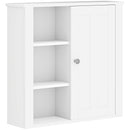 HOMCOM Modern Wall Mounted Bathroom Cabinet With Adjustable Shelves, White
