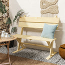 Outsunny 2 Seater Wooden Garden Bench Outdoor Loveseat with Back, Natural