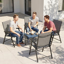 Outsunny Folding Garden Chairs Set of 4 with High Back, Armrests, Light Grey
