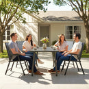 Outsunny Folding Garden Chairs Set of 4 with High Back, Armrests, Light Grey
