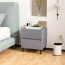 HOMCOM Bedside Table With 2 Drawers And Steel Legs For Bedroom - Grey/White