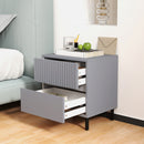 HOMCOM Bedside Table With 2 Drawers And Steel Legs For Bedroom - Grey/White