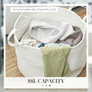 HOMCOM 88L Cotton Rope Laundry Basket With Handles For Pillows Clothes - Grey/Cream