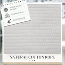 HOMCOM 88L Cotton Rope Laundry Basket With Handles For Pillows Clothes - Grey/Cream