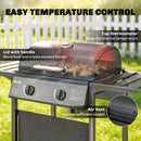 Outsunny Gas Burner Barbecue Grill, Garden BBQ Grill With Warming Rack
