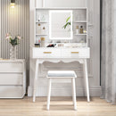 HOMCOM Dressing Table with LED Lighted Mirror and Cushioned Stool White