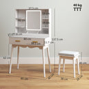 HOMCOM Dressing Table with LED Lighted Mirror and Cushioned Stool White