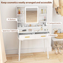 HOMCOM Dressing Table with LED Lighted Mirror and Cushioned Stool White