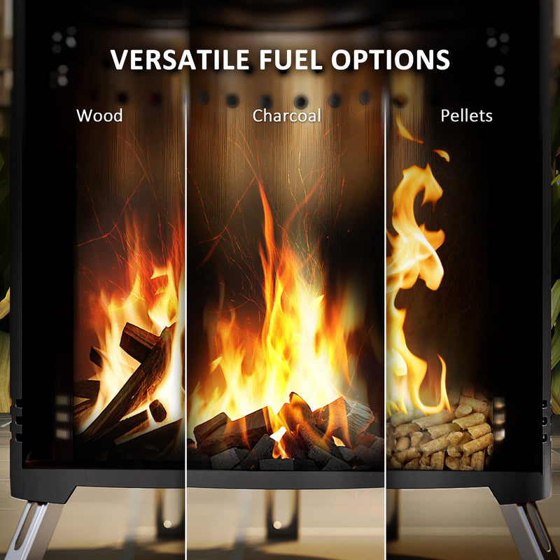 Outsunny Stainless Steel Smokeless Wood Burning Firepit Garden Fire Pit