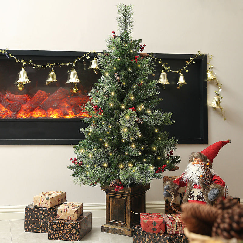 HOMCOM 1.2m Prelit Christmas Tree with 100 Warm White LED Lights and 8 Modes