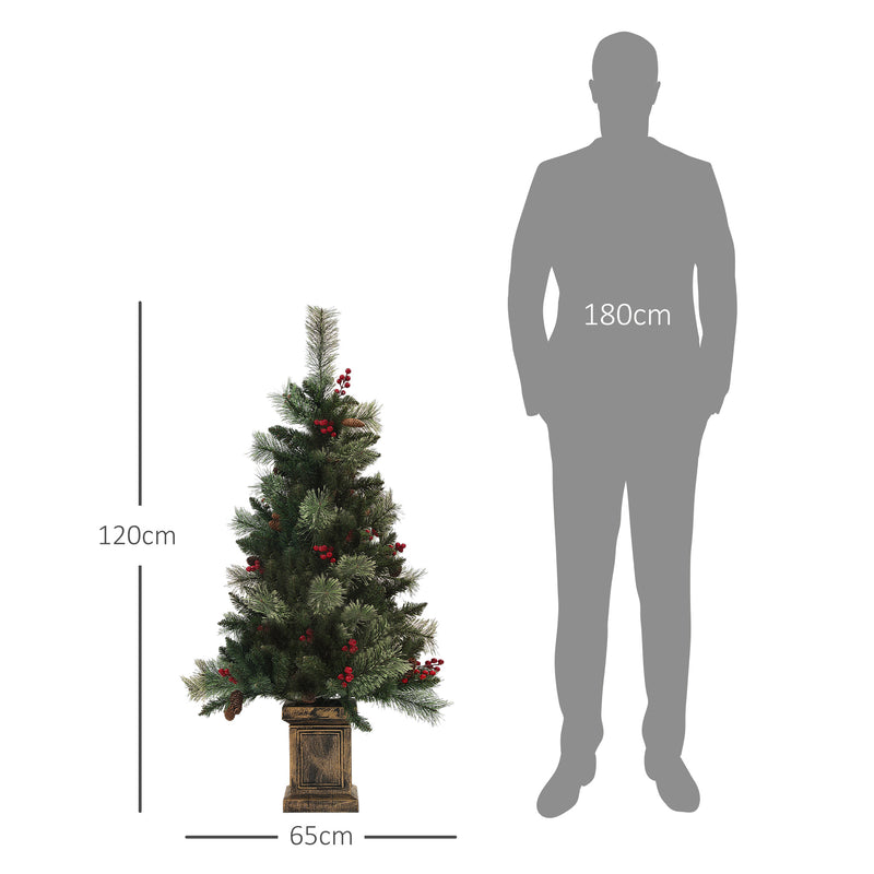 HOMCOM 1.2m Prelit Christmas Tree with 100 Warm White LED Lights and 8 Modes
