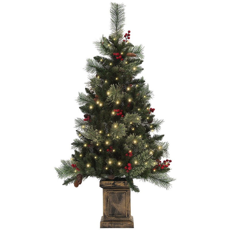 HOMCOM 1.2m Prelit Christmas Tree with 100 Warm White LED Lights and 8 Modes