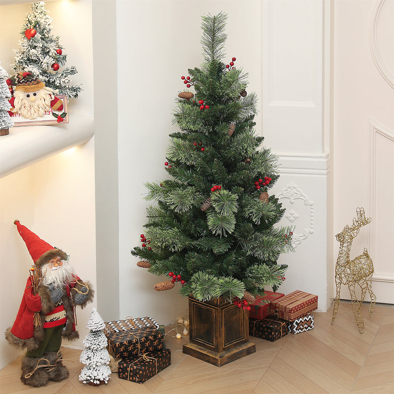 HOMCOM 1.2m Prelit Christmas Tree with 100 Warm White LED Lights and 8 Modes