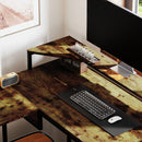 HOMCOM L Shaped Desk, Computer Table With Liftable Desktop