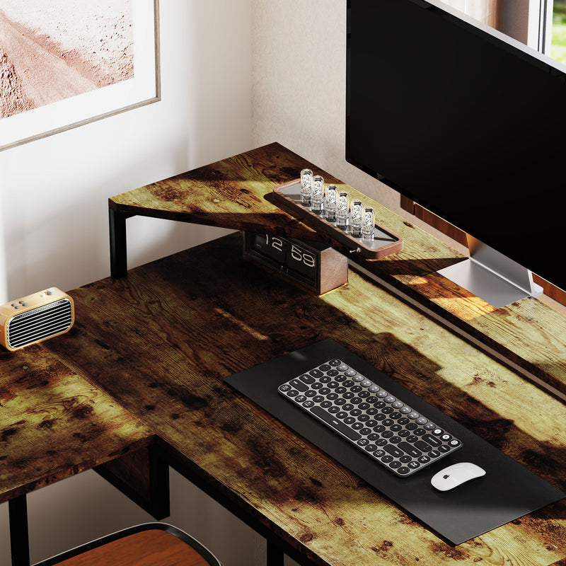 HOMCOM L Shaped Desk, Computer Table with Liftable Desktop