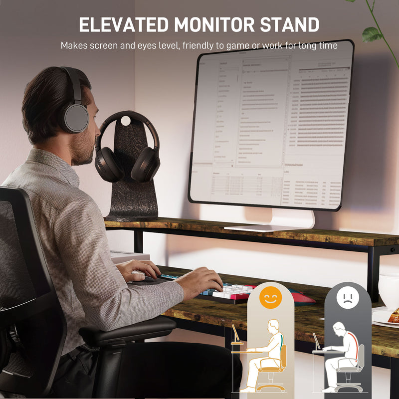 HOMCOM L Shaped Desk, Computer Table with Liftable Desktop