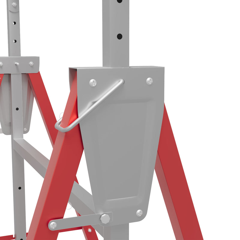 HOMCOM Set Of 2 Steel Saw Horses Telescopic Builders Work Bench Folding Red