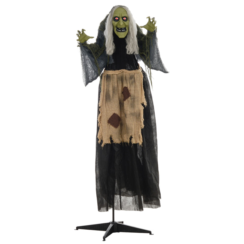 HOMCOM Halloween Witch Animatronic Prop with Sound Activated