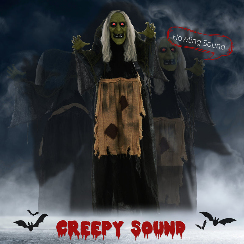 HOMCOM Halloween Witch Animatronic Prop with Sound Activated