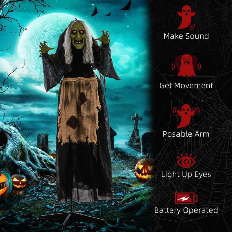 HOMCOM Halloween Witch Animatronic Prop with Sound Activated