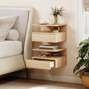 HOMCOM Modern Nightstand Set of 2, Wall Mounted Bedside Cabinet, Oak