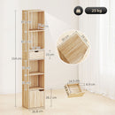 HOMCOM Narrow Bookshelf with Drawer, Tall Bookcase for Living Room, Natural