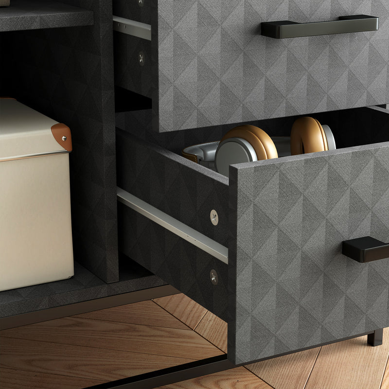 HOMCOM Cupboard with Adjustable Shelf, Open Compartment, 2 Drawers
