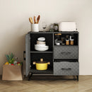 HOMCOM Cupboard with Adjustable Shelf, Open Compartment, 2 Drawers