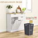 HOMCOM Sideboard with Trash Bin, Farmhouse Kitchen Sideboard with 2 Drawers