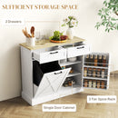 HOMCOM Sideboard with Trash Bin, Farmhouse Kitchen Sideboard with 2 Drawers