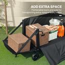Outsunny Folding Trolley On Wheels, Garden Cart With Openable Sides