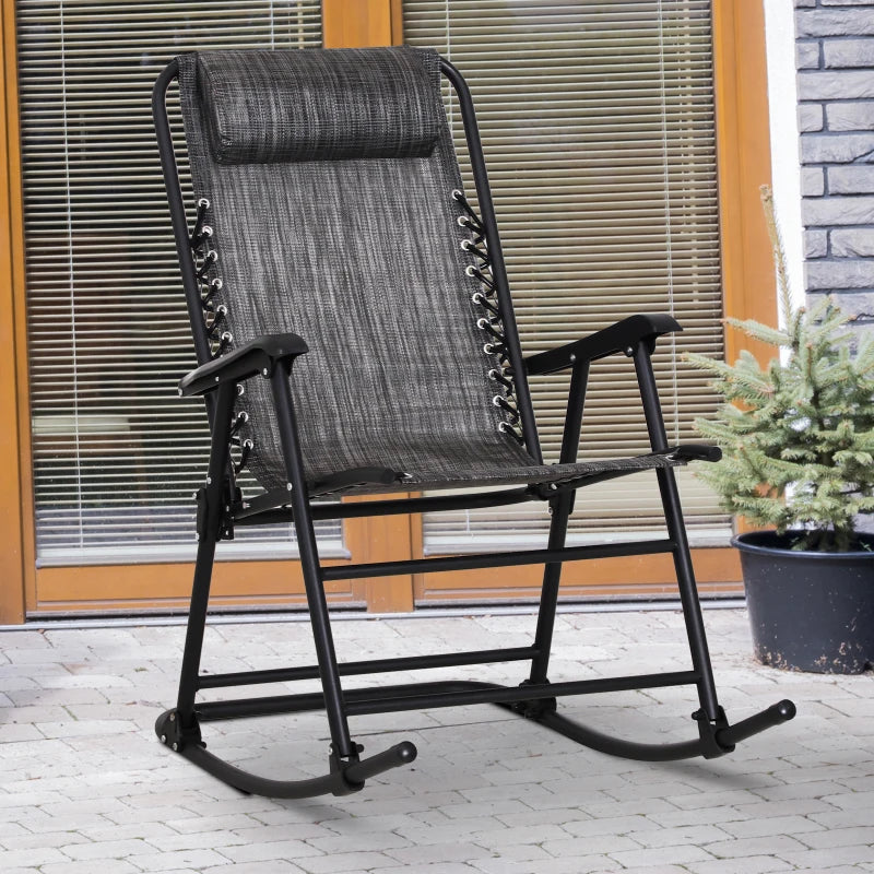 Outsunny Rocking Chair Folding Grey