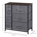 HOMCOM Chest Of Drawers With 7 Dresser Drawers For Home Bedroom, Dark Grey