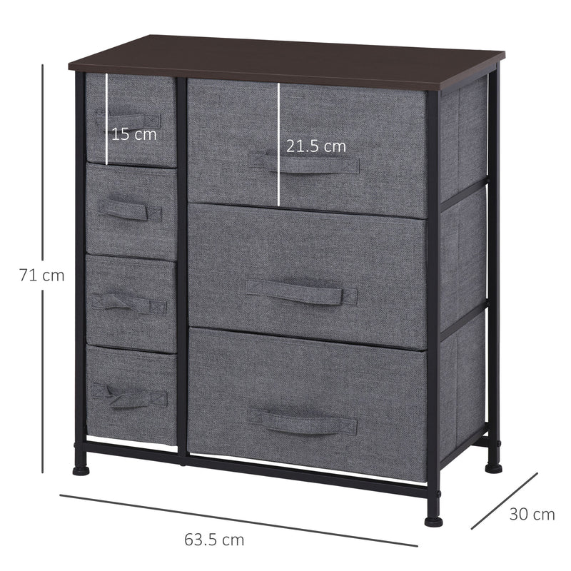 HOMCOM Chest of Drawers with 7 Dresser Drawers for Home Bedroom, Dark Grey