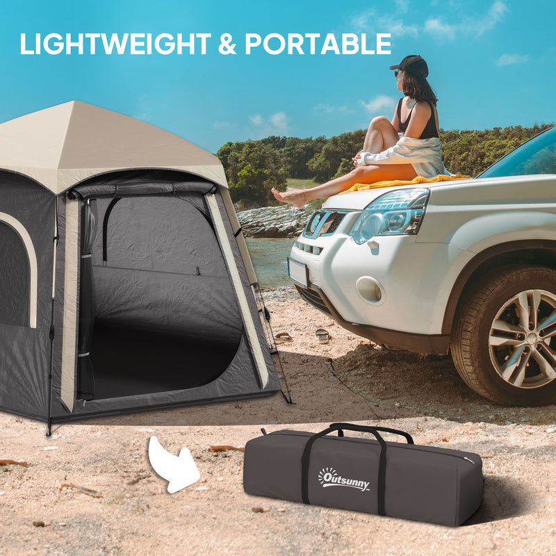 Outsunny Instant Camping Tent, 4 Person Easy Setup Dome Tent - Dark Grey/Light Grey/Yellow