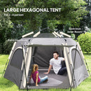 Outsunny Instant Camping Tent, 4 Person Easy Setup Dome Tent - Dark Grey/Light Grey/Yellow