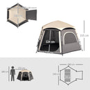 Outsunny Instant Camping Tent, 4 Person Easy Setup Dome Tent - Dark Grey/Light Grey/Yellow