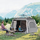 Outsunny Instant Camping Tent, 4 Person Easy Setup Dome Tent - Dark Grey/Light Grey/Yellow