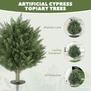 HOMCOM 60 cm Artificial Cypress Tree with Ground Stake, Set of 2, Green