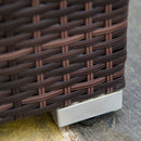 Outsunny Rattan Sofa Set with Chez Lounge and Coffee Table - Brown