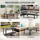 Outsunny Outdoor Side Table Garden Table with Steel Frame and Slat Top Grey Wood