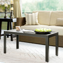 Outsunny Outdoor Side Table Garden Table with Steel Frame and Slat Top Grey Wood