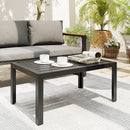 Outsunny Outdoor Side Table Garden Table with Steel Frame and Slat Top Grey Wood