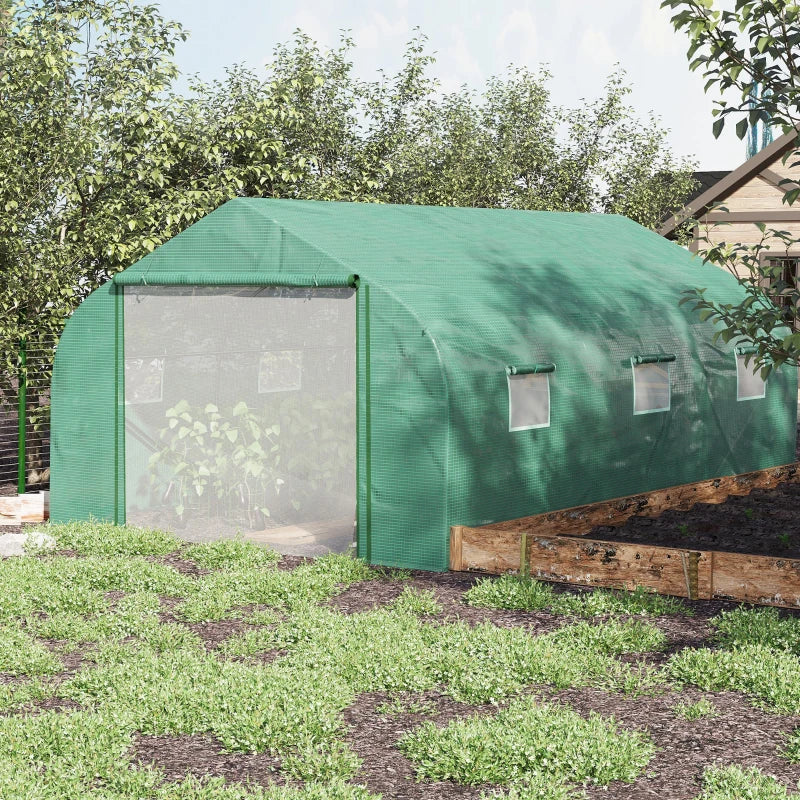 Outsunny Greenhouse Polytunnel 4.47x3x2m - Green