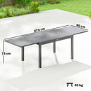 Outsunny Aluminium Extending Garden Table, Glass Top Dining Table, Grey