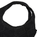 Modishion Black Knitted Shoulder Bag Hollow Tote Bag Handbag