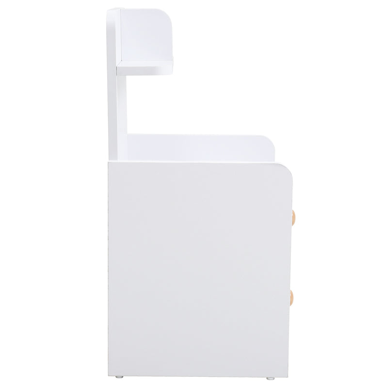 Livingandhome Wooden 2-Drawers Bedside Table Nightstand with a Shelf