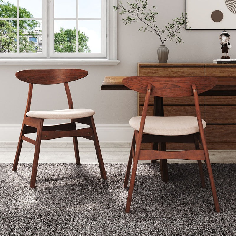 Livingandhome Cushioned Linen Chair with Wooden Frame