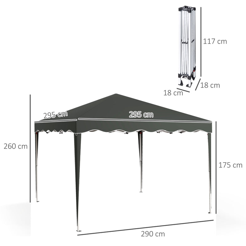 Outsunny 3x3(m) Pop Up Gazebo Marquee Tent For Garden W/ Carry Bag