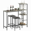 HOMCOM 3Pcs Breakfast Bar Table and Stools Set 4-tier shelving, Washed Grey